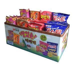 농심 스낵 미니믹스 과자선물세트(꿀꽈배기6p + 포스틱6p + 새우깡6p + 자갈치6p)