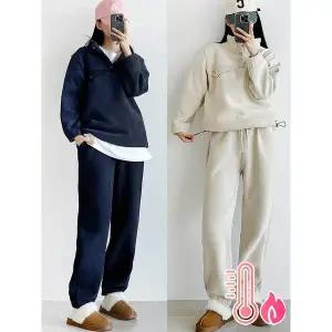 [하프클럽/]후리스 스냅 조거세트 따뜻기모 겨울 트레이닝세트 플리스 집업