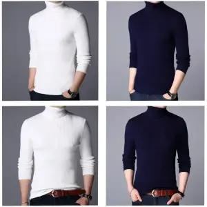 겨울 남성 골지 하이넥 폴라 터틀넥 니트 긴팔 슬림핏 소프트 티셔츠
