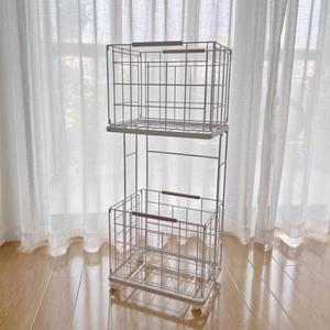 연상연하 스텐 빨래바구니 런드리트롤리 세탁 틈새 이동식 2단