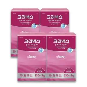 [크리넥스] 유한킴벌리 크리넥스 실크소프트 250매 3개 4팩 (12개) X 1 TB