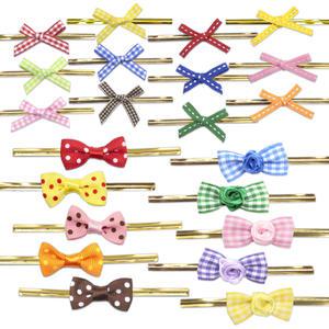 빵끈타이리본 약100개입 스티치 체크 땡땡이 장미체크 리본타이