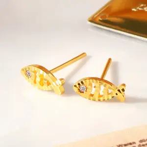 골드팡 24k 순금 행운물고기 천연다이아몬드 귀걸이