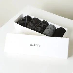 [헤지스](대구신세계)화이트 패턴 면혼방 장목양말5종세트 HJSS5F502WT