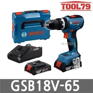 보쉬 GSB18V-65 충전 드릴 드라이버 18V 2.0Ah 배터리 2개 13mm 메탈척 브러쉬리스 무선