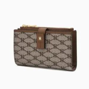 [NS홈쇼핑][헤지스ACC] HIWA5E884W2 브라운 시그니쳐 로고패턴 가죽 중지갑[35217182]