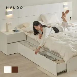 [12월 5% 최종판매가 224,060] 휴도 선유 원목형 LED 빅수납 호텔 침대 프레임 SS/Q/LK