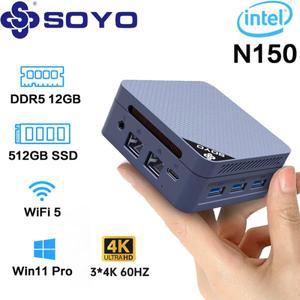 SOYO 미니 PC M4 Pro 및 Intel N150 N100 N95 N4000 프로세서 8/16GB RAM 256/512GB SSD WiFi6 및 BT5.2 미