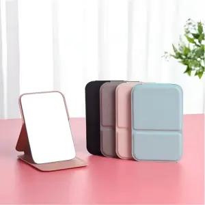 휴대용 접이식 거울 3단 스탠드 미니 손 각도조절 화장 메이크업