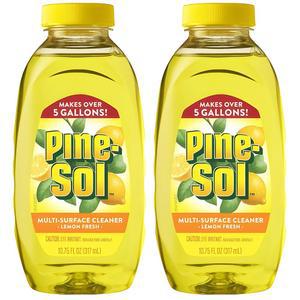 파인솔 멀티 표면 , 2팩, 농축 다목적 및 주방 및 욕실용 탈지기, 5갤런, 레몬 프레시 향, 10.75온스. 각각