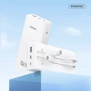 로모스 PRC10 15W 고속충전 10000mAh 보조배터리 화이트 빌트인케이블 기내반입