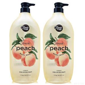샤워메이트 복숭아 바디 워시 피치향 1.2L 2개