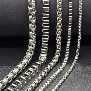 남자 은 목걸이 실버 백금 도금 화이트 골드 써지컬스틸 박스 체인 목걸이 줄