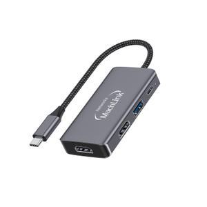 USB-C 듀얼 HDMI 4K 변환 어댑터 PD충전 USB포트 멀티허브 ML-HUP100