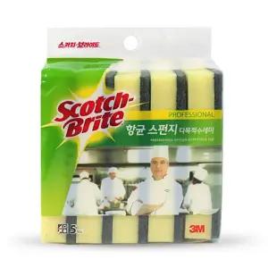 3M 항균 스펀지 다목적 수세미 5개입/주방/설거지/다용도/청소/세척/스폰지