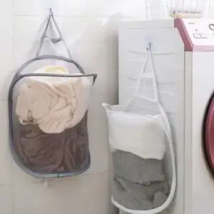 걸어쓰는 빨래통 세탁물 빨래 걸이형 바구니 메쉬바스켓 바스켓 다용도 메쉬망 망 빨래보관함