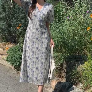 엘브 플라워 쉬폰 반팔 롱 원피스 여름 바캉스템 휴가룩