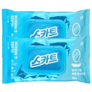 스카트 유리거울 세정티슈 30매 2개