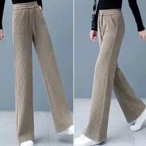 여성밴딩바지 여자 밴딩 고무줄 와이드 팬츠 기모 골덴 코듀로이