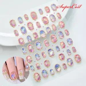 네일아트 홀로그램 고딕 골드프레임 메탈 네일스티커