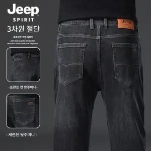 JEEP SPIRIT 가을 겨울 남성 바지 스트레이트 루즈한 하이 웨이스트 청바지