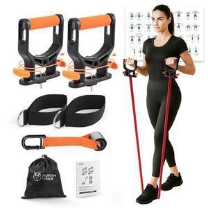 [2025년 신제품] 특허받은 조절 가능한 손잡이가 있는 노스디어 저항 밴드, 운동 남성용 홈짐 요가 필라테스 전신용 밴드 길이 변경을 통해 수준 즉시 가능