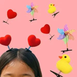 바람개비 헤어핀 머리핀 스프링 집게핀 체육대회 포인트 안테나 핀 오리 하트 단체선물