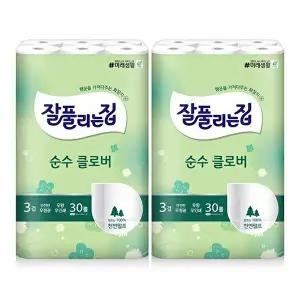 [잘풀리는집]순수 클로버 천연펄프 30M x 30롤 x 2팩