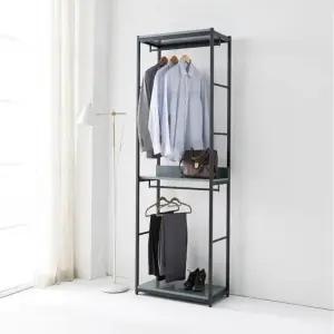 수납장 시스템 철제선반 그레이 B4022 조립렉 행거 2단