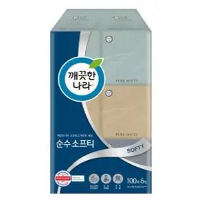 깨끗한나라 순수 소프티 미용티슈 100매 6개입 3팩 정사각티슈