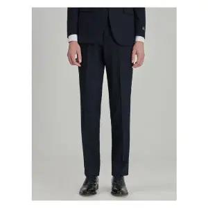 [로가디스] [SMART 4有] FABIO 브러쉬드 울 솔리드 레귤러 핏 수트 팬츠 네이비 (RX5902PL4R)