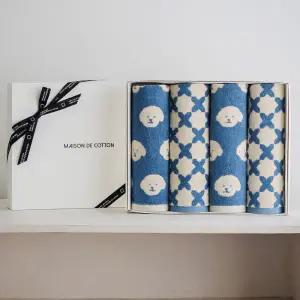 [롯데백화점]메종드코튼 메종드코튼 비숑엑스4매 블루 코마40수 세면타올 선물세트