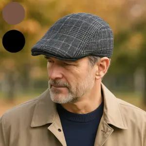 헌팅캡 체크 남자 신사모자 봄가을 겨울 중년 노인 모자 블랙 브라운 2컬러 높이 11cm