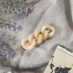 아이보리 옆머리핀 마블 포인트 헤어핀 꼬임앞머리핀