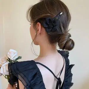 [콩심팥심]빅사이즈 똑딱핀 스타일 꽃핀 블랙 브로치 헤어핀