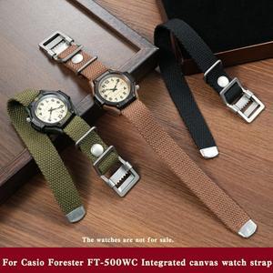 카시오 포레스터 시리즈 FT-500WC AW-80V W-89H 통기성 캔버스 시계 밴드 19mm 소프트 손목 통합 스트랩