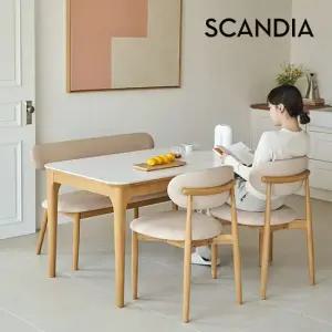 토스카나 포세린 세라믹 4인용 원목 1400 식탁세트 벤치1+의자2)