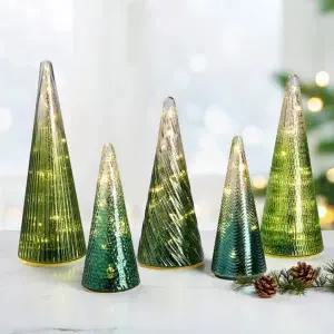 LED 글라스 트리 장식 5개 세트 크리스마스 인테리어 소품