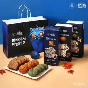 [파리바게뜨] 케이팝 데몬 헌터스 콜라보, 선물 3종 세트(곶감 파운드+약과 티그레+쑥떡쿠키+쇼핑백)