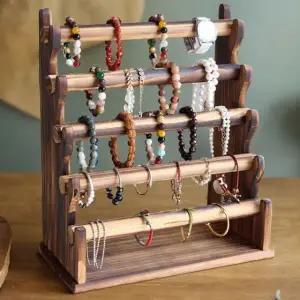 고급스러운 원목 팔찌 진열대 악세사리 거치대 소품 정리대 걸이 카보나이즈드 5단 팔찌걸이