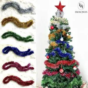 크리스마스 모루 장식 눈꽃 반짝이 털 트리 가랜드 소품 홈 파티 유치원 어린이집