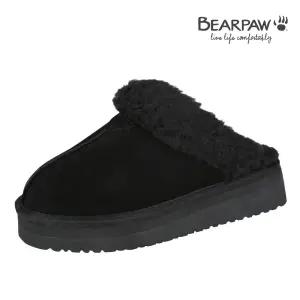 [롯데백화점]베어파우 THEA 여성 키높이 양털 슬리퍼 K824001PD-W 블랙 4센치