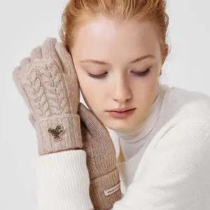 [닥스](센텀시티점)DCGV5F289I2 [최고급 캐시미어][여성장갑]베이지 캐시미어100% 닥스베어 자수 장갑