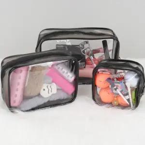 SSZ 투명 PVC 여행용 화장품 지퍼 파우치 클리어 캠핑 세면백 소지품 세면도구