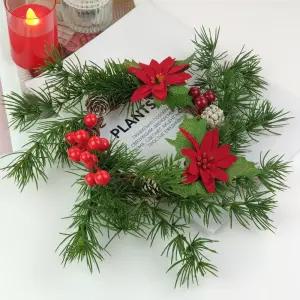 레드 베리 포인 캔들링 리스 겨울 크리스마스 조화 장식 소품 선물