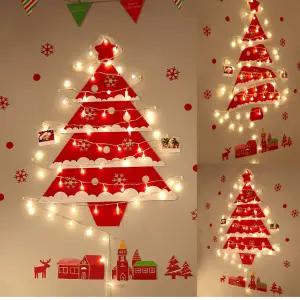 매장 교회 원터치 간편 창문 크리스마스 벽에 붙이는 트리 전구 벽트리 펠트 장식 풀세트