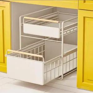 정리대 와이드형 대용량 슬라이드 선반 수납 2단 (49WMK)