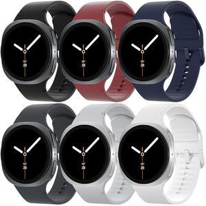 삼성 갤럭시 워치 8 40mm 44mm/갤럭시 클래식 46mm와 호환되는 6팩 스포츠 밴드, 남성용 갭 없는 소프트 실리콘 스트랩