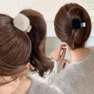 [골드스마일]묶음 인기 여성 반 머리 감성 밍크 집게 핀 헤어 장식