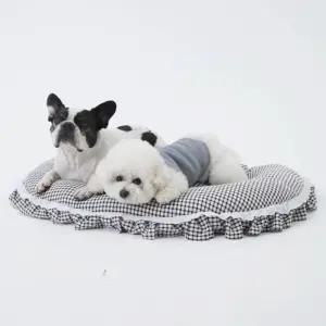 베네슈 레이스방석 체크블랙개 무늬개 강아지 애견무늬 반려견 애완견 동물 반달